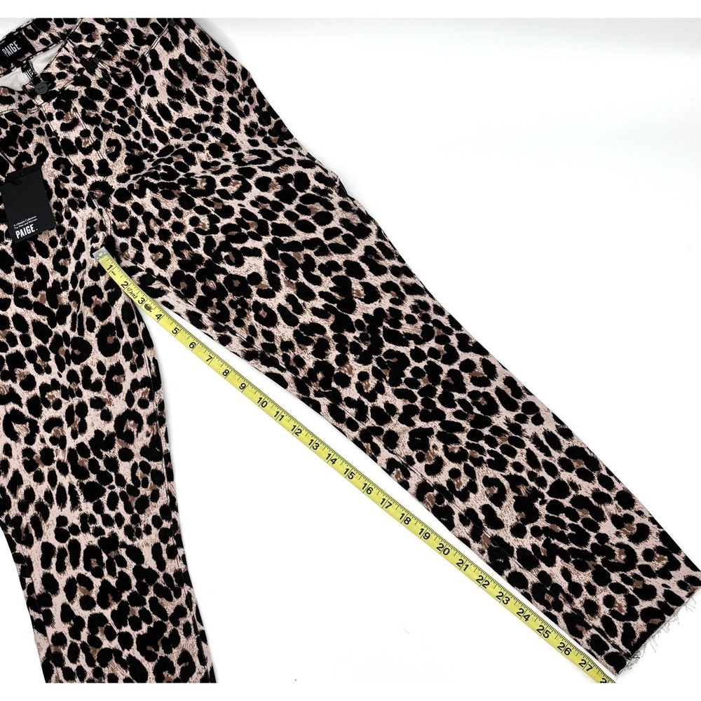 PAIGE Hoxton Ankle Jeans Size 30 Leopard Print High Rise Raw Hem NWT - Picture 6 of 9